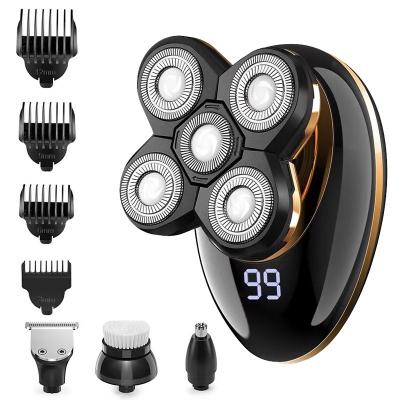 China Five Detachable Blade 4 In 1 Electric Shaver Razor Beard Nose Hair Trimmer Waterproof Rotary Razor For Men for sale