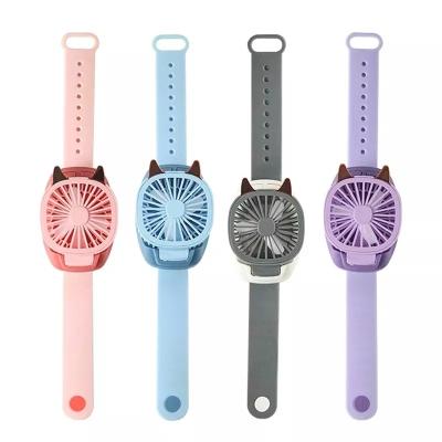 China With Mini Usb Rechargeable Wrist Strap Folding Light Portable Electric Led Fan Watch Fan For Kids Child for sale