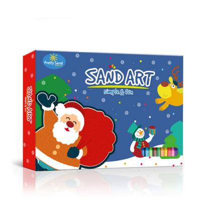 China Come With Plastic Mess Free Sand Art Tray Christmas Gift Kit For Kids With 12 Easy To Use Bottles Of Sand And 4 Christmas Sand Art Cards for sale