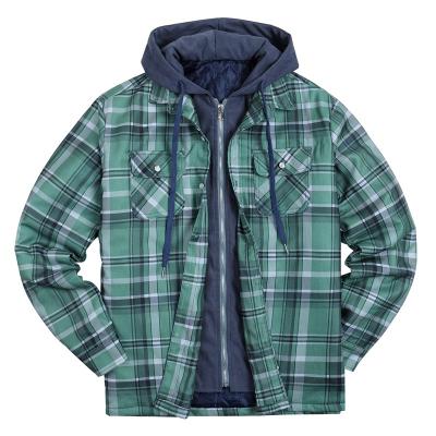 China Autumn and winter new men's clothing thickened cotton large jacket breathable plaid printed hooded jacket cotton jacke for sale