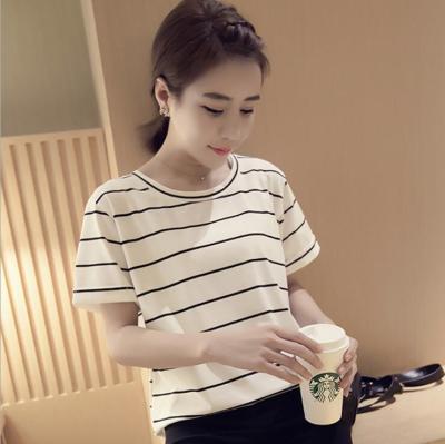 China Wholesale Women's Top Based Women's Shirt 2021 Summer New Big Stripe Loose Sleeve Short T-shirt Women's Anti-Wrinkle Short Sleeve T-Shir for sale