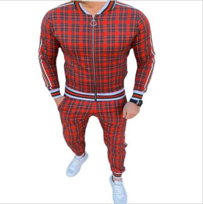 China New QUICK DRY fashion men's leisure suit men's autumn and winter fashion hooded suit men's lattice zipper sports suit for sale