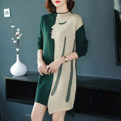 China Anti-Wrinkle Women's lRounded Turtle Neck Ladies Soft Sweater Long Plus Size Dress Custom Knitted Women's Sweaters for sale