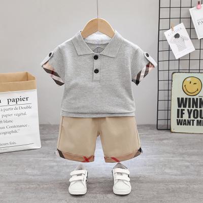 China Sping 2022 smart casual new fashion kids clothes short sleeve boy suits 100% cotton kids clothing set for sale