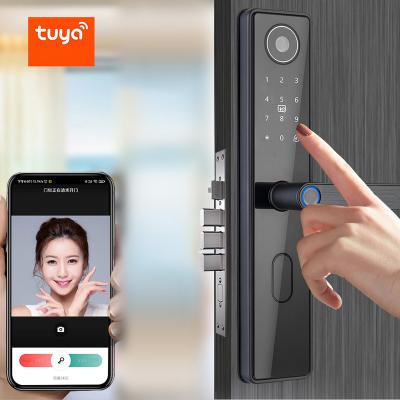 China TUYA Fingerprint Reader Home Electronic Intelligent Keyless Touch Screen Digital High Security Office Apartments Hotel Smart Door Lock for sale