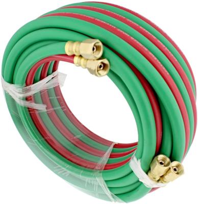 China 25ft Moulding Twin Welding Hose Oxy Acetylene Cutting Torch Hoses 1/4 Inch B Fittings for sale