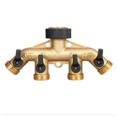 Cina 4 Way Brass Hose Splitter Connect Fittings Garden Hose Adapter Connector in vendita