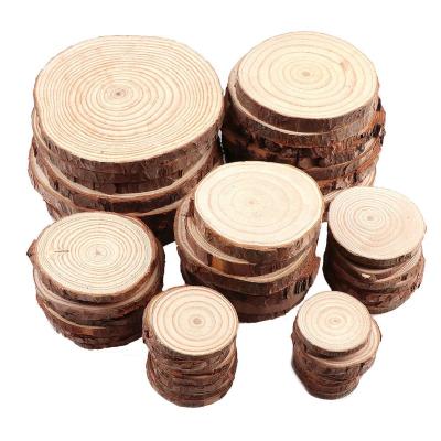 China Europe Wholesale Unfinished 2.4-2.8 Inch Wood Slices Circles With Tree Bark Log Discs Diy Crafts for sale