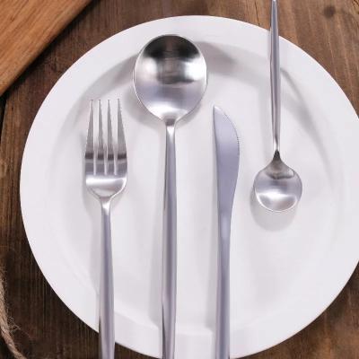 China 4 PCS Stainless Steel Flatware Bulk Set Disposable Metal Spoon Silver Cutlery for sale