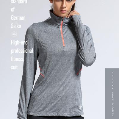 China Other Custom Lightweight Breathable Zipper Open Chest Fitness Running Long Sleeve Shirt for sale