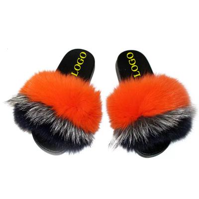 China Fashion Fox Fur Sandals Slippers Adult Slides\Men\`s Custom Logo Comfortable\Durable Designer Fashion for sale