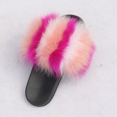 China Lightweight Fox Fur Slippers Wholesale Sandals Fluffy Slides for sale