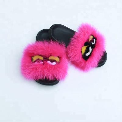 China Fashion\real fox fur monster sandals fashion lovely fluffy comfortable\durable ladies slippers for sale