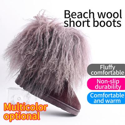 China Wholesale Girls Winter Snow Boot Fashion Real Fur Boots Snow Mongolians White Genuine Fur Boots for sale