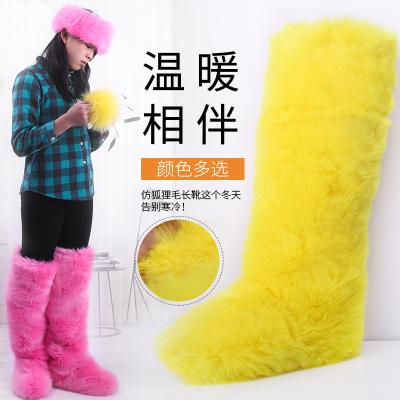 China Wholesale Fashion Trend Knee High Long Boots Women Funky Faux Fur Snow Boots With Fur for sale