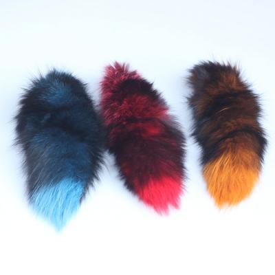 China Soft Hand Feeling Silver Fox Tail Dyed Fox Fur Tail For Plush Bag Key Chain Pendant Custom Decoration for sale