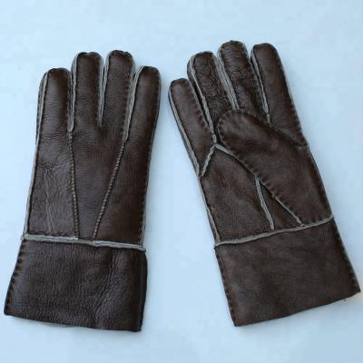 China Simple Men Fashion Real Lamb Fur Wool Gloves Sheepskin Leather Gloves Warm Winter Soft Fur Glove for sale