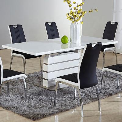 China (Other) Modern Design Large Size Good Quality MDF Adjustable High Gloss Dining Table With Extend Function for sale