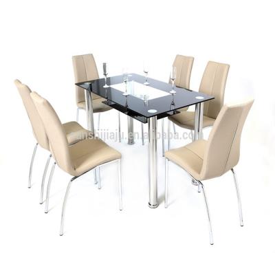 China Modern high quality kitchen furniture glass top dining table for sale mesa vidrio for sale