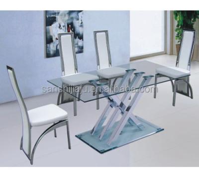 China Wholesale Modern Convertible Glass Dining Table, High Quality American Dining Set for sale