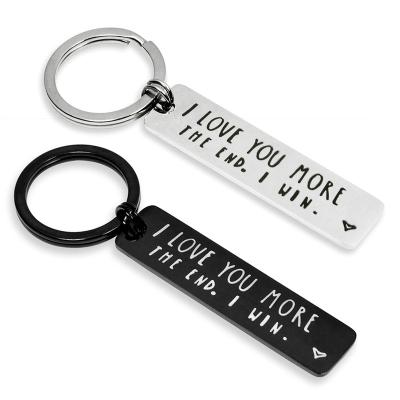 China Wholesale Simplicity Stain Valentine's Day Keychain Gift I Love You More End I Win Lover Keychains for sale