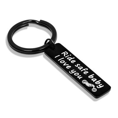 China Remind Your Lover To Be Sure Baby Custom Wholesale Sure I Love You Rider Gift Black Keytag Ride Keychains for sale