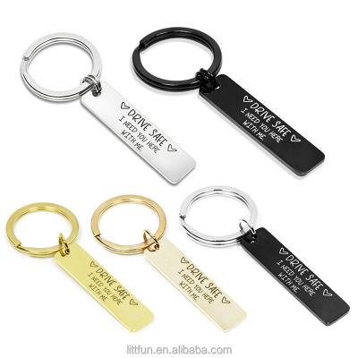 China Gifts Reminding You To Be Custom Wholesale Keychain Black Gold Silver Metal Logo Gift Workout Safe I Need You Here With Me Keychains Stainless Steel Key Chain for sale