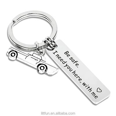 China Send Friends New Fashion Logo Silver Metal Dad Boyfriend Keychain Custom Made Gift Workout Safe Be Safe Key Chain Stainless Steel Keychains for sale