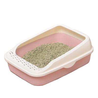 China Eco-Friendly Plastic Rectangle Stocked PP Cat Litter Box Cat Toilet for sale