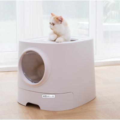 China Large Space Top Entry Cat Litter Box Enclosed Deodorant Cat Litter Box Toilet With Stocked Drawer for sale