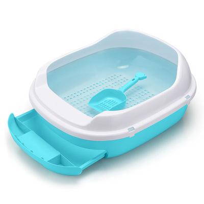 China New Design Double Layer Suction Indoor Semi-Closed Type Stored Cat Litter Box Cat Toilet with Free Scoop for sale