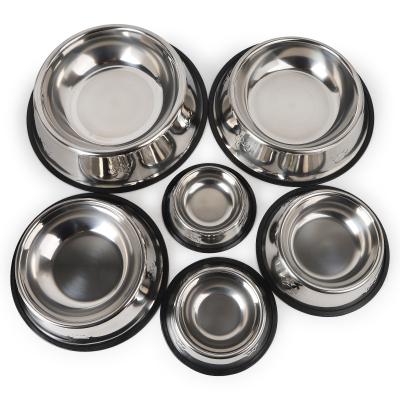 China Sustainable Dog Bowl Stainless Steel Pet Bowl Multi-Size No Slip Mat Food Feeding Stainless Steel Dog Bowl for sale