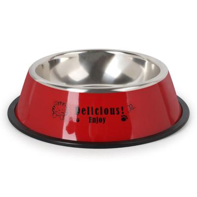 China Wholesale Viable No Slip Steel Dog Bowl Multicolor Stainless Steel Dog Pet Bowl for sale