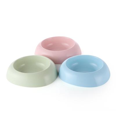 China Viable Puppy Cat Food Bowl Macaron Color Plastic Dog Bowl Around No Puddle Water Feeder Pet Bowl for sale