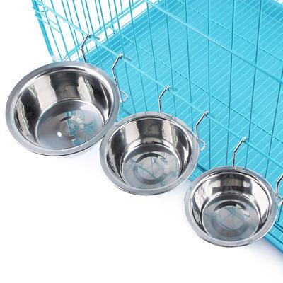 China Sustainable Hanging Cage Dog Bowl Stainless Steel Dog Bowl Fixed Water Food Feeding Bowl for Cats and Dogs for sale