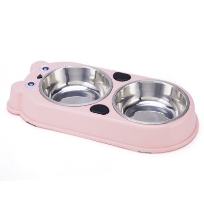 China Sustainable New Design Eco-Friendly Bear Shape Dog Bowl Stainless Steel Cat Bowl Anti-Slip Design Luxury Pet Bowls for sale