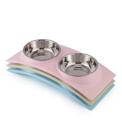 China Pet Driver Dog Bowl Sustainable Double Bowl Stainless Steel Raised Pet Bowls For Cats And Dogs for sale