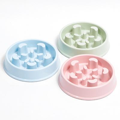 China Durable Hot Sales Plastic Round Dog Bowl Slow Driver Bowl Pet Non-slip Avoid Clogging Slow Eating Bowl for sale