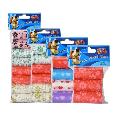 China Sustainable Pet Poop Bag Set Food Printed Pattern Dog Poop Bags For Dogs Pet Cleaning Product for sale