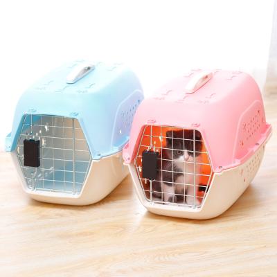 China Breathable Portable Cat Carrier Outdoor Plastic Dog Pet Cages Carriers Car Travel Accessories for sale