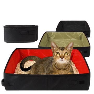 China Taotaopets Stocked 600D Waterproof Portable Large Oxford Cat Litter Box Collapsible Cat Toilet For Traveling for sale