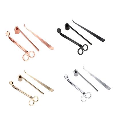 China Fashionable Luxury Home Deco Rose Gold Silver Black 3pcs/set Candle Sniffer Trimmer Hook Stainless Steel Candle Scissor Wicks Holder Dipper Home for sale