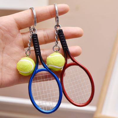 China Hot SALE Mini Tennis Racket Pendant Keychain Ring Key Chain Lover Ring Finder Holer Accessories For Day Gifts Eco-Friendly for sale