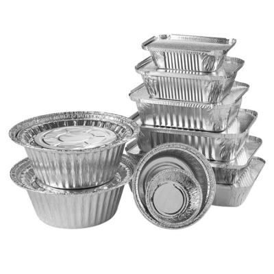 China Eco-friendly SHINY Container Food Grade Aluminum Foil Disposable Food Container Food Container With Lid Aluminum Foil Baking Tray for sale