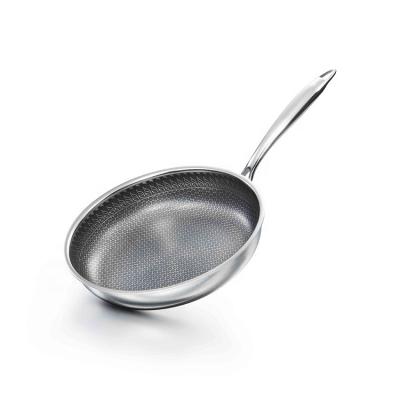 China 24 Cm 316 Stainless Steel Non Sustainable Stick Fry Pan Honeycomb SHINY Pans for sale