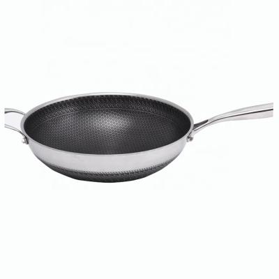 China Durable SHINY 304 Stainless Steel Durable Non Stick Steel Wok for sale