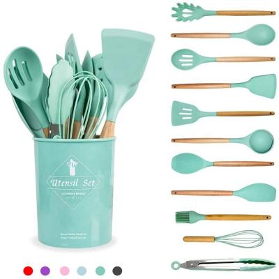 China Sustainable 11 Pcs SHINY Silicone Kitchen Utensils Set For Kitchen for sale