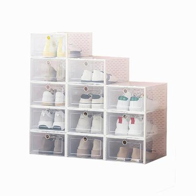 China SHINY HOT SALE Shoe Box Viable Storage Box Folding Shoe Transparent Plastic Amazon Shoes Storage Boxes for sale