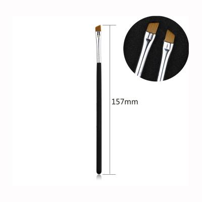 China Angular Blush Disposable Short Plastic Handle Angled Eyelash Brush All Black Eyebrow Brush for sale