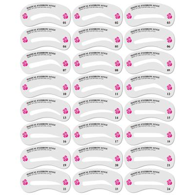 China Wholesale 24 Pcs Kinds Of Style Makeup Tools DIY 24 Shape Makeup Eyebrow Stencils for sale